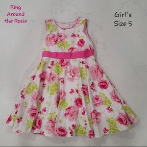 Ring Around The Rosie Girls Floral Dress Size 5
